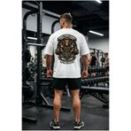 Welly Jones Alpha Athletics Aslan Baskılı Oversize Fitness Tişört Erkek Sporcu T-shirt