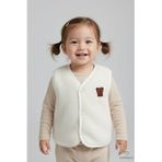 Welsoft Kız Bebek Çocuk Çıtçıtlı Yelek Yumuşak Dokulu,Ayıcık Armalı,Peluş Bebek Yeleği 6-36 Ay (Krem)