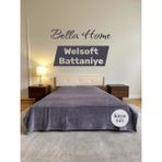 Welsoft Yumuşak Battaniye Düz Renk Battaniye Çift Kişilik - 200 x 220 cm - Koyu Gri