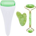 Welta Yeşim Roller ve Gua Sha Seti ve Ice Roller Buz Rulosu Yüz Soğutma Masaj Rulosu
