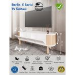 Weltwood Berlin Tv Ünitesi Mdf, Kayın Çıtalı, Bohem Stil, Şık, Modern ve Dayanıklı Tv Sehpası Ayaklı - Beyaz