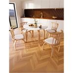 Weltwood Kelebek 4 Kişilik Yemek Masası Seti, 36MM Mdf Tabla, Kayın Ağacı Ayaklı, 4 Sandalye Dahil. - Beyaz - 103 x 103