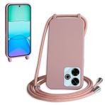 WenBaby Xiaomi Poco M6 PRO 5G ile Uyumlu Kılıf, Cep Telefonu Bisiklet Yaka İpli Kılıf TPU Halat Silikon Kılıf Tampon Kılıf, Pembe Kum