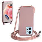 WenBaby Xiaomi Redmi Note 12 4G ile Uyumlu Kılıf, Cep Telefonu Bisiklet Yaka İpli Kılıf TPU Halat Silikon Kılıf Tampon Kılıf, Pembe Kum