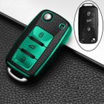 Wenchang Shop C A Stil Yeşil Vw Volkswagen Polo Tiguan Passat Golf Mk Jetta Skoda Kodiaq Superb Octavia Seat Için Deri Tpu Araba Anahtarlık Kılıfı Kapağı Promosyon (Yurt Dışından) - 1