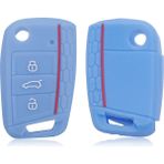 Wenchang Shop C Açık Mavi Vw Golf 7 Mk7 3 Düğmeli Katlanabilir Uzaktan Kumanda Anahtar Kılıfı Için Silikon Kapak (Yurt Dışından) - araba anahtarı kapağı