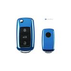 Wenchang Shop C Bir Mavi Vw Volkswagen Polo Bora Tiguan Passat Golf 6 Lavida Scirocco Yumuşak Tpu Koruma Araba Anahtar Kılıfı Kabuk Kapak Otomobil Aksesuarları (Yurt Dışından) - 1