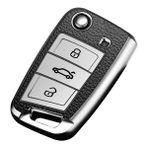 Wenchang Shop C Gümüş Rengi Vw Volkswagen MK7GTI 7golf 7golf R Skoda Octavia A7 Seat Katlanır Uzaktan Kumanda Kılıfı Anahtarlık Deri+Tpu Araba Anahtar Kılıfı (Yurt Dışından) - 1