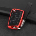 Wenchang Shop C Kırmızı Volkswagen Vw Golf 7 Mk7 Tiguan Mk2 Polo Seat Ibiza 6j Leon 5f Fr Mk3 Skoda Kodiaq Octavia 3 A Araba Anahtar Kılıfı Kapak (Yurt Dışından) - 1