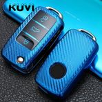 Wenchang Shop C Mavi Vw Volkswagen Polo Tiguan Passat B5 B6 B7 Golf K6 Jetta Lavida Skoda Octavia Için Tpu Karbon Fiber Anahtarlık Kılıfı Kapak (Yurt Dışından) - 1