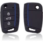 Wenchang Shop C Siyah Mavi Çizgi Vw Golf 7 Mk7 3 Düğmeli Katlanabilir Uzaktan Kumanda Anahtar Kılıfı Için Silikon Kapak (Yurt Dışından) - 1