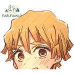 Wenchang Shop C YT-155099 Earlfamıly 13CM Demon Slayer Zenitsu Peeker Komik Araba Stickerı Oto Vinil Araba Çıkartmaları Rüzgarlık Pencereler Anime Jdm Rv Stickerı (Yurt Dışından) - Beyaz