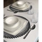 Wenessi Güneş Desen Anglez Kordone Nakışlı Tül Supla 6 Lı Takım - 38 x 38 cm - Siyah