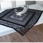 Wenessi Pano Desen Örme Masa Örtüsü - 100 x 100 cm - Siyah