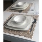 Wenessi Petek Desen Anglez Kordone Nakışlı Tül Supla 6 Lı Takım - 38 x 38 cm - Kahverengi