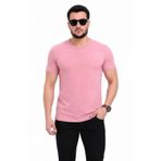 Wenic Erkek Basic Tişört Bisiklet Yaka Kısa Kol Günlük Yazlık Slim fit T-Shirt - Pembe