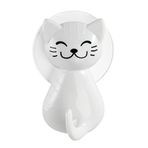 WENKO Kancası Kedi Beyaz - Duvar Askısı, Elbise Askısı, Plastik (ABS), 6 x 9,5 x 5,5 cm, Beyaz