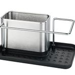 WENKO Mutfak Lavabo Düzenleyici, Süngerlik, Lavabo Bulaşık Pedi Tutucu, Mutfak Aksesuarları, Lavabo Tutucu, Mutfak Düzenleyiciler, Paslanmaz Çelikten Üretilmiştir, 21 x 10,5 x 12 cm