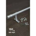 wenthi 150cm Kornişli Metal Rustik Mat Gri Venti 20mm Tek Raylı Perde Askısı, Rustik Borusu, Metal Korniş
