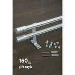 wenthi 160cm Kornişli Metal Rustik Mat Gri Venti 20mm Çift Raylı Perde Askısı, Rustik Borusu, Metal Korniş