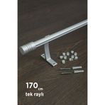 wenthi 170cm Kornişli Metal Rustik Mat Gri Venti 20mm Tek Raylı Perde Askısı, Rustik Borusu, Metal Korniş