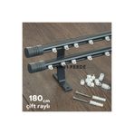 wenthi Antrasit Kornişli Metal Rustik Venti 20mm Çift Raylı Perde Askısı, Rustik Borusu, Metal Korniş