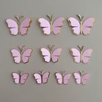 Wenuca Party Shop 10'Lu Toz Pembe Gold Kelebek Doğum Günü Süsü, Pasta Süsü, Cupcake Süsü