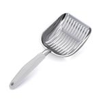WePet Kedi Kumu Kepçesi, Alüminyum Alaşımlı Elek, Kitty Metal Scooper, Derin Kürek, Uzun Kulp, Kaka Eleme, Yavru Kedi Kakası Kaldırıcı, Ağır İş, Çöp Kutusu için, Gri Saplı Cilalı Alüminyum