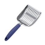 WePet Kedi Kumu Kepçesi, Alüminyum Alaşımlı Elek, Kitty Metal Scooper, Derin Kürek, Uzun Saplı, Kaka Eleme, Kedi Pooper Kaldırıcı, Ağır Hizmet, Mavi Saplı Parlak Alüminyum