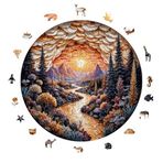 WePuzzleUp Ahşap Puzzle Yetişkin - Altın Dağlar - 252 Parça, 29 x 29 cm - Yapıştırıcı Folyo Dahil - Benzersiz Şekilli Parçalar & Özel Figürler - A1-18
