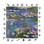WePuzzleUp Ahşap Puzzle Yetişkin - Claude Monet Nilüferler - 353 Parça, 29 x 29 cm - Yapıştırıcı Folyo Dahil - Benzersiz Şekilli Parçalar & Özel Figürler - S1-28