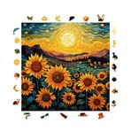 WePuzzleUp Ahşap Puzzle Yetişkin - Günebakan Tarlasında Akşamüstü - 353 Parça, 29 x 29 cm - Yapıştırıcı Folyo Dahil - Benzersiz Şekilli Parçalar & Özel Figürler - S1-30