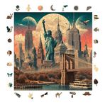 WePuzzleUp Ahşap Puzzle Yetişkin - Ikonik New York - 353 Parça, 29 x 29 cm - Yapıştırıcı Folyo Dahil - Benzersiz Şekilli Parçalar & Özel Figürler - S1-14