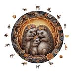 WePuzzleUp Ahşap Puzzle Yetişkin - Kirpi Ailesi - 252 Parça, 29 x 29 cm - Yapıştırıcı Folyo Dahil - Benzersiz Şekilli Parçalar & Özel Figürler - A1-23