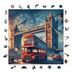 WePuzzleUp Ahşap Puzzle Yetişkin - Londra - 353 Parça, 29 x 29 cm - Yapıştırıcı Folyo Dahil - Benzersiz Şekilli Parçalar & Özel Figürler - S1-19