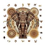 WePuzzleUp Ahşap Puzzle Yetişkin - Majestik Mandala Fil - 250 Parça, 29 x 28 cm - Yapıştırıcı Folyo Dahil - Benzersiz Şekilli Parçalar & Özel Figürler - WZ-04