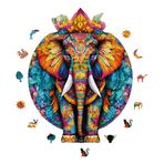 WePuzzleUp Ahşap Puzzle Yetişkin - Mandala Fil - 220 Parça, 28 x 36 cm - Yapıştırıcı Folyo Dahil - Benzersiz Şekilli Parçalar & Özel Figürler - WZ-20