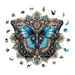 WePuzzleUp Ahşap Puzzle Yetişkin - Mandala Kelebeği - 250 Parça, 29 x 29 cm - Yapıştırıcı Folyo Dahil - Benzersiz Şekilli Parçalar & Özel Figürler - WZ-06