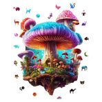 WePuzzleUp Ahşap Puzzle Yetişkin - Mantar Adası - 290 Parça, 29 x 38 cm - Yapıştırıcı Folyo Dahil - Benzersiz Şekilli Parçalar & Özel Figürler - WZ-03