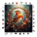 WePuzzleUp Ahşap Puzzle Yetişkin - Robin Kuşu - 353 Parça, 29 x 29 cm - Yapıştırıcı Folyo Dahil - Benzersiz Şekilli Parçalar & Özel Figürler - S1-39