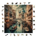 WePuzzleUp Ahşap Puzzle Yetişkin - Venedik'Te Akşamüstü - 353 Parça, 29 x 29 cm - Yapıştırıcı Folyo Dahil - Benzersiz Şekilli Parçalar & Özel Figürler - S1-15