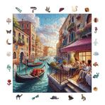 WePuzzleUp Ahşap Puzzle Yetişkin - Venedik'Te Öğleden Sonra - 353 Parça, 29 x 29 cm - Yapıştırıcı Folyo Dahil - Benzersiz Şekilli Parçalar & Özel Figürler - S1-21
