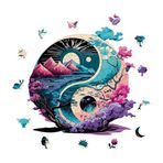 WePuzzleUp Ahşap Puzzle Yetişkin - Yin Yang - 141 Parça, 28 x 28 cm - Yapıştırıcı Folyo Dahil - Benzersiz Şekilli Parçalar & Özel Figürler - WZ-12