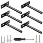 WeqeYent 6'lı Paket 5-İnç Metal Çelik Gizli Ağır Hizmet Kör Raf Destekleri, 125mm Katı Çelik Siyah Yüzer Raf Braketleri, Monte Edilmiş Gizli için Görünmez Duvar Rafı Konsolları
