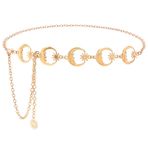 WERFORU Bayan Kemeri Moda Metal Zincir Kemer Alaşım Bel Kemeri Ayarlanabilir Bel Zinciri, B-altın, Passt Taille unter 95cm