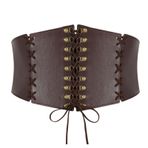 WERFORU Kadın Geniş Korse Kemeri Vintage Elastik Bel Kemeri Bağcıklı Korse Kemeri Elbiseler Cadılar Bayramı Kostümü için, B-kahve, Passend für Taillengröße 95-105cm