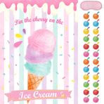 WERNNSAI Pin The Cherry on The Ice Cream Game - 28" x 21" Doğum Günü Partisi Oyunları Posteri 24 ADET Kiraz Çıkartmaları ile Dondurma Parti Süslemeleri Çocuklar Kızlar için Doğum Günü Karnaval