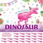 WERNNSAI Pin The Tail on The Dinosaur Game - Kız Dinozor Partisi Süslemeleri 55,7 cm x 65,8 cm Dino Çocuklar için Doğum Günü Oyunları Dinozor Parti Süslemeleri Posteri 24 ADET Kuyruk Çıkartmaları