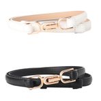 Werownsgso 2'li paket DüNne kadın kemeri, ayarlanabilir ve altın metal tokalı, poliüretan dünek, kadın kemeri, retro moda, ince deri kemer, kadınlar için, elbiseler için uygundur, siyah & beyaz, Ölçü