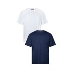 WERRONİ Erkek 2'li Paket Oversize Massimo Kalın Tok Kumaş Bisiklet Yaka Basic Lacivert - Beyaz T-Shirt